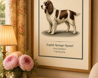 English Springer Spaniel Print – Victorian Style Dog Art Poster