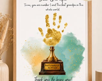 Best Grandpa Handprint Trophy, Father’s Day Craft, Kids Printable Gift, A4 & US Letter PDF
