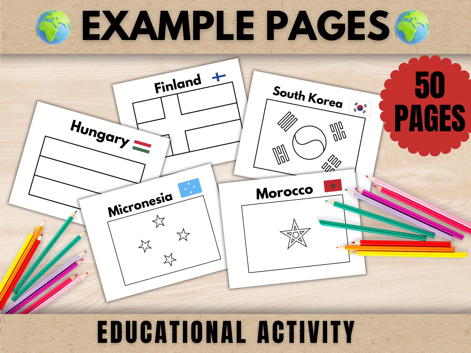 50 World Flags Coloring Pages for Kids | Printable A4 & US Letter PDF ...