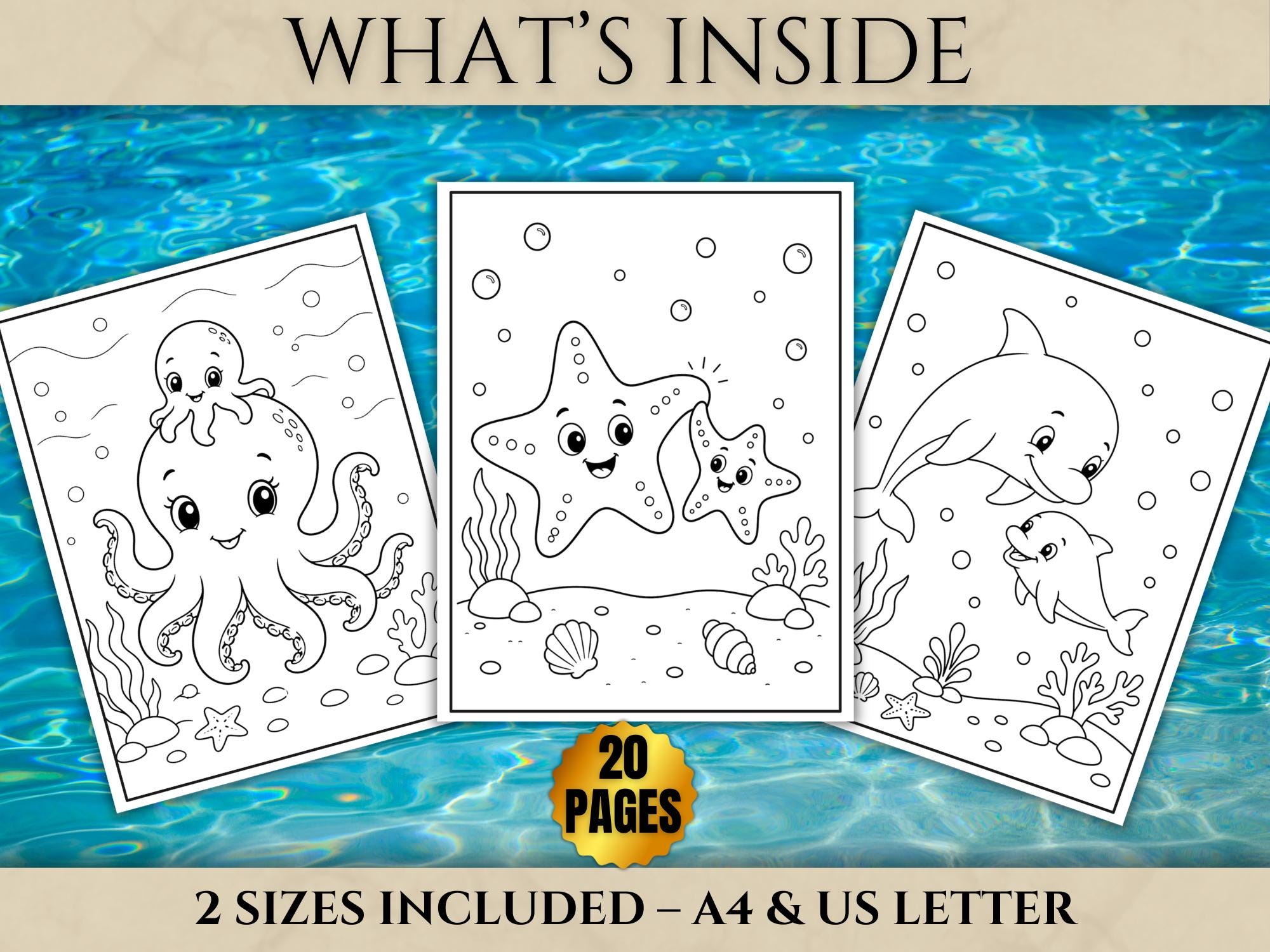 Ocean Coloring Book | Mom & Baby Ocean Animals Coloring Pages - 20 Cute ...