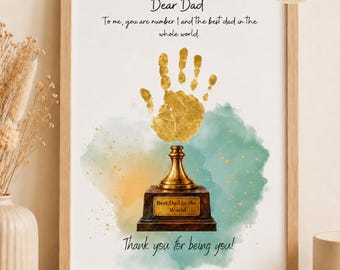Best Dad Handprint Trophy, Father’s Day Craft, Kids Printable Gift, A4 & US Letter PDF