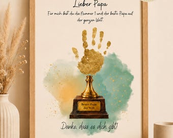Best Papa Handabdruck Trophäe, Vatertags Bastelvorlage, Druckbares Geschenk für Papa, A4 PDF
