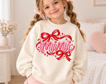 Mini PNG, Pink Red Bow Coquette Design, Cute Girls Shirt Graphic, Mama and Mini Matching Outfit, Girly Sublimation Design, Digital Download