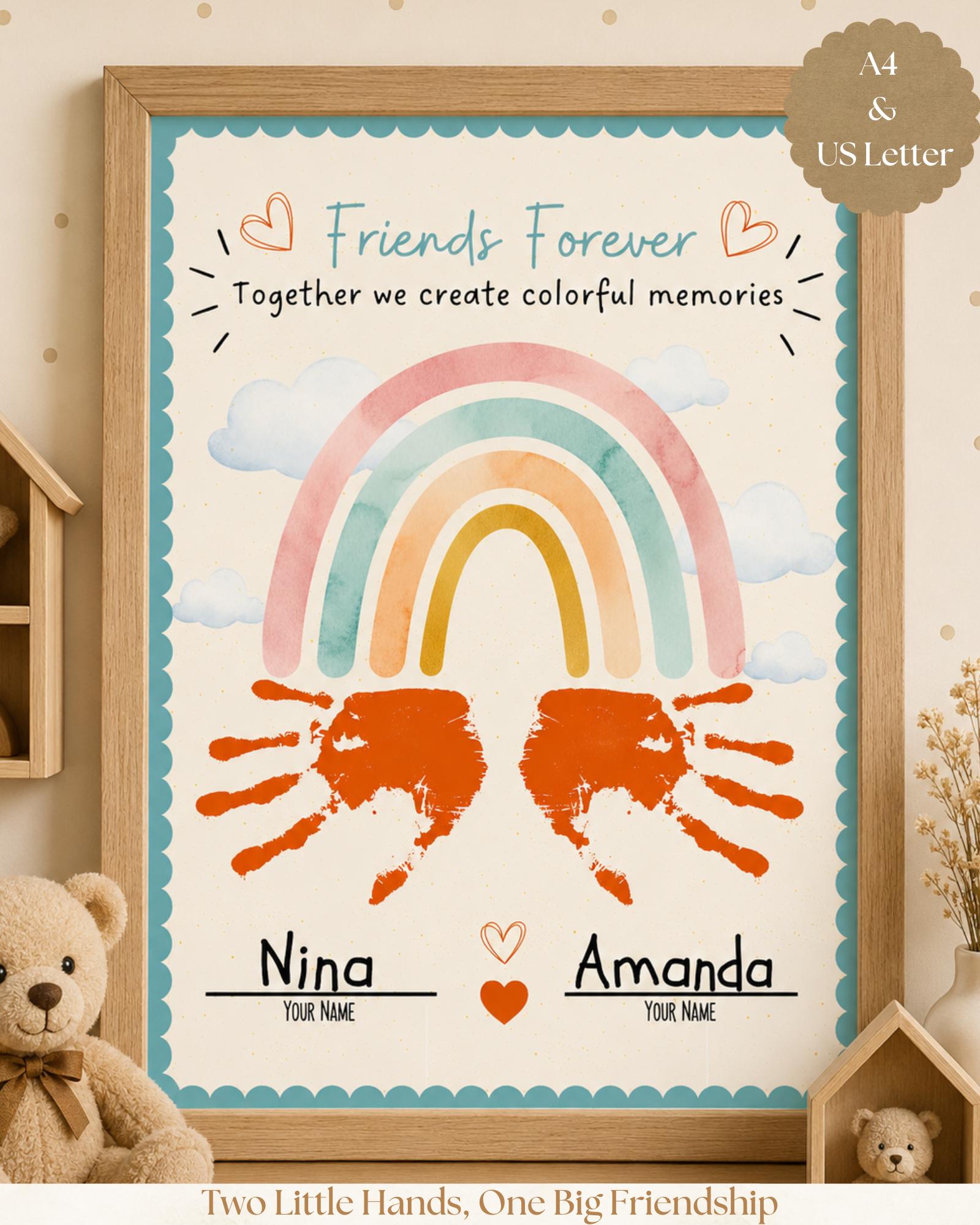 Friends Forever Handprint Printable, Friendship Keepsake, Kids…
