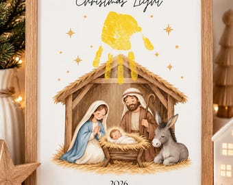 Nativity Handprint Craft 2026, Christmas Handprint Keepsake, Baby Jesus Printable, Christian Christmas Craft, Toddler Preschool Activity