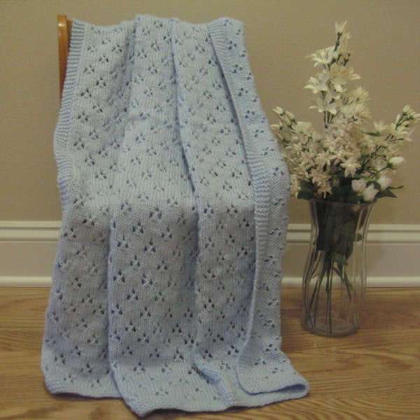 Pastel Blue Knitted Baby Blanket