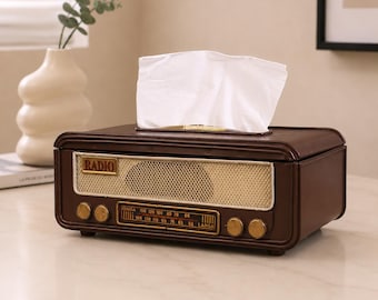 Porta fazzoletti a forma di radio retrò / Dispenser di carta rettangolare vintage