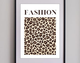Pôster Fashion Leopard | Arte de Parede com Estampa Animal | Decoração com Estampa de Guepardo | Pôster Estilo Vogue | Estampa Fashion Moderna | Estampa Estilo Estocolmo