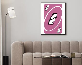 Uno reverse playing cards poster in pink | trendy and modern wall decor for your room