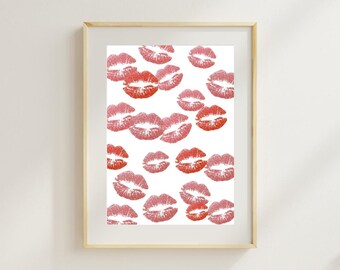 Pôster Kiss em vermelho | Decoração de parede estética e moderna para o seu quarto