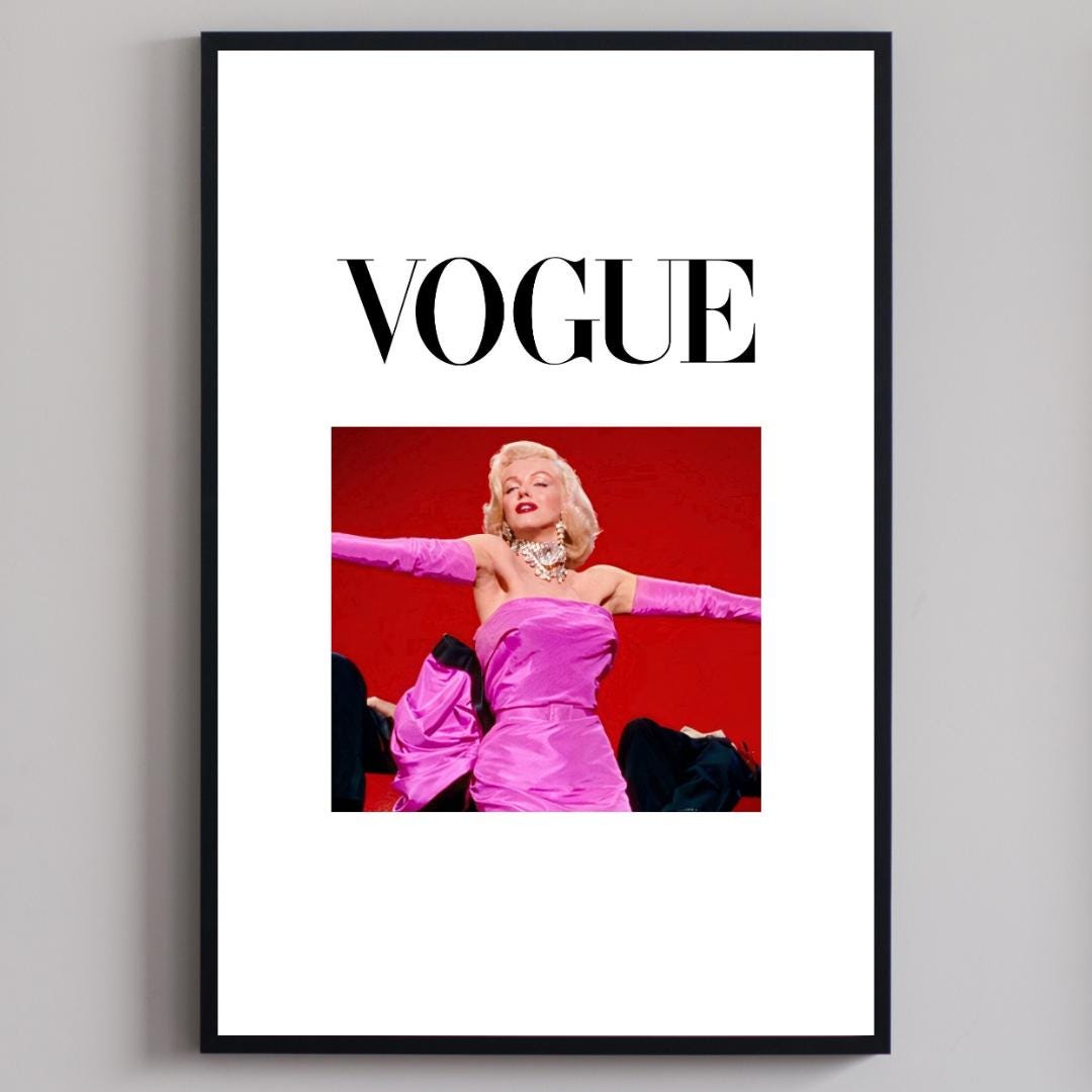 Vintage Marilyn Monroe Vogue Poster Printable Black and White Wall Art ...