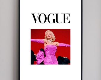 Pôster vintage da Marilyn Monroe para a Vogue, em preto e branco, para imprimir e decorar sua parede. Impressão digital com o glamour da velha Hollywood, um toque de elegância e sofisticação na decoração.