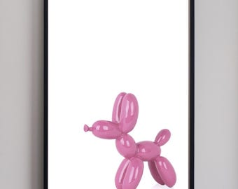 Pôster de Cachorro de Balão Rosa | Decoração de Parede Exclusiva para Sua Casa