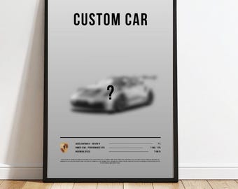 Pôster personalizado de carro | Arte de parede personalizada para imprimir | Download digital de impressão personalizada de carro | Presente para amantes de carros | Decoração automotiva | Carro dos sonhos