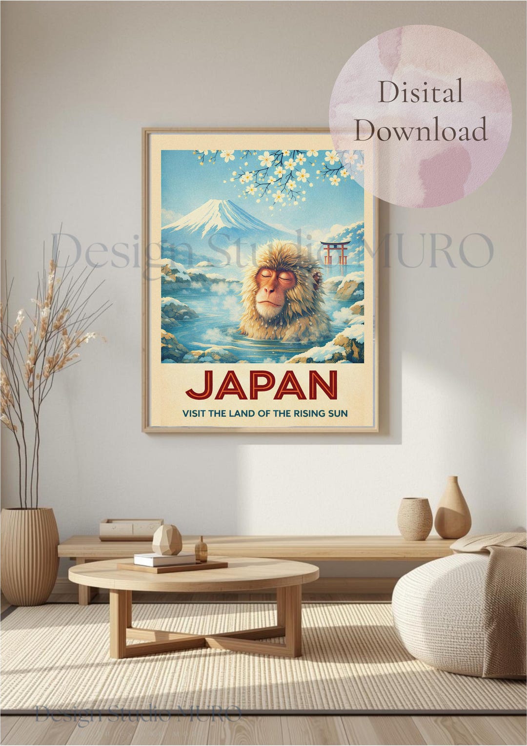 Japan Travel Poster, Vintage Japanese Art Print, Kyoto Sakura Wall Art ...