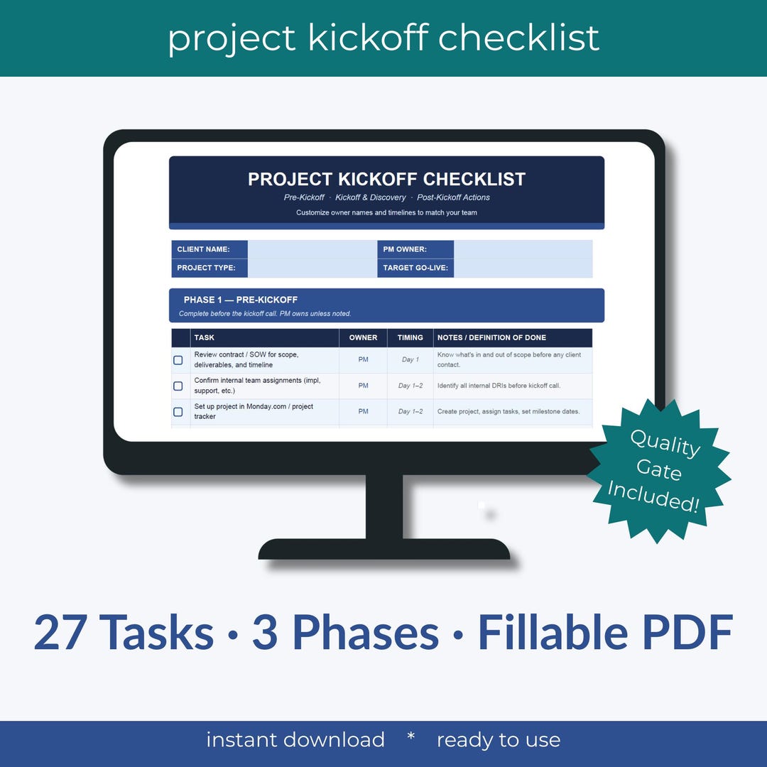 Project Kickoff Checklist | PM Template | Client Onboarding Kickoff ...