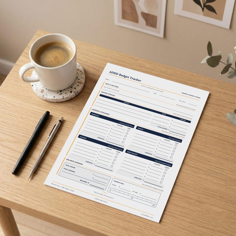 ADHD Budget Tracker Printable, Monthly Bill and Debt Planner, Color and Black White, Instant Download (A4, A5, Letter, Half Letter) image 8