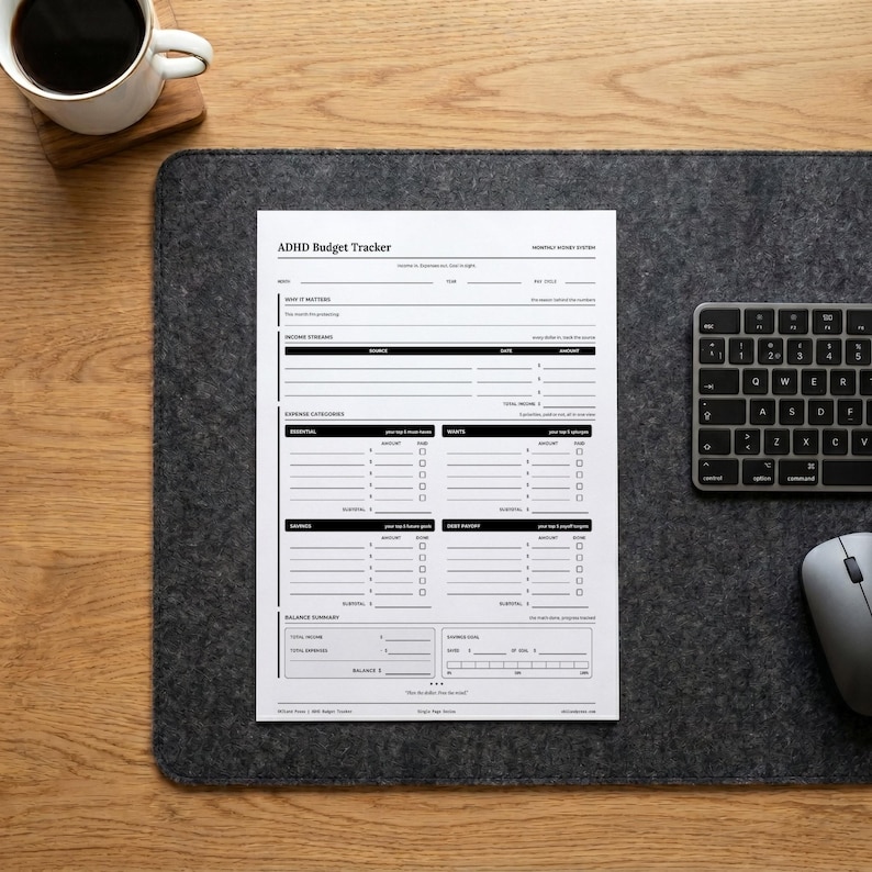 ADHD Budget Tracker Printable, Monthly Bill and Debt Planner, Color and Black White, Instant Download (A4, A5, Letter, Half Letter) image 10