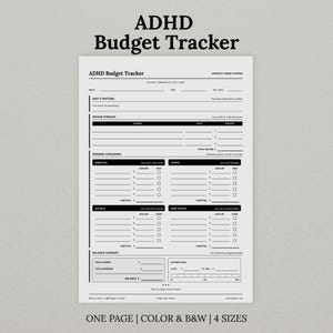 ADHD Budget Tracker Printable, Monthly Bill and Debt Planner, Color and Black White, Instant Download (A4, A5, Letter, Half Letter) image 2