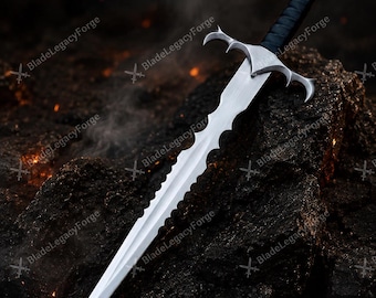 Hand Forged Fantasy Demon Sword with Scabbard | Custom Gothic Sword  | Handmade Collector Display Piece Halloween Costume Gift for Him