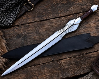 Hand Forged 28 Inch Achilles Inspired Sword | Greek Mythology Steel Sword with Sheath | Handmade Cosplay & Display Replica | Groomsmen Gift