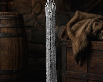 Hand Forged Damascus Steel Queen of Swords Inspired Viking Sword with Scabbard | Fantasy Decorative Collectible| Gift for Groomsmen