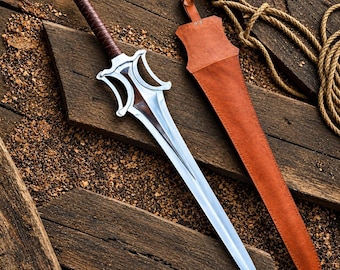 Handmade Stainless Steel Hero Power Sword Replica, 80s Fantasy Broadsword Anniversary Gift for Him Wedding Gift for Husband Birthday Gift