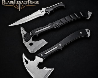 Resident Evil Leon's Hatchet Axe with Leather Sheath, Resident Evil Requiem Upraded Axe, Jack Krauser Knife Replica Groomsmen Gift
