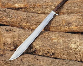 Custom Hand Forged Hunting Scimitar, Medieval Style Sword, High Polish Steel Machete, Unique Collector Blade, Anniversary Gift for Men