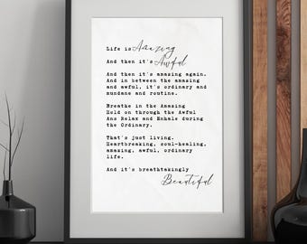 Life is Typewriter Quote Print (Instant Download)