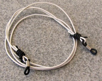 Leather Eyeglass Chain, White Sunglass Strap, Unisex Boho Gift for him, Eyewear Accessory