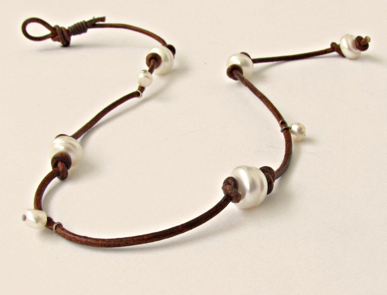 Freshwater Pearl Leather Jewelry,wrap Bracelet,choker Necklace,convertible Etsy