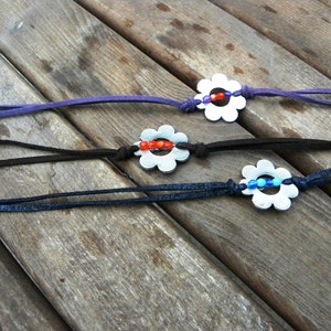 Flower Choker, Garden Wedding Jewelry, Nature Bridesmaid Gift, Set Leather Accessories, Bulk Bracelet, Daisy Lariat Necklace, Boho Wedding image 8