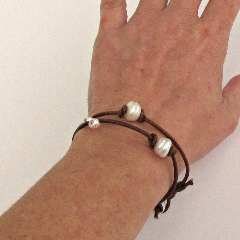 Freshwater Pearl Leather Jewelry,wrap Bracelet,choker Necklace,convertible Etsy