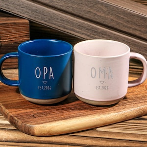 名入れ刻印入り陶器製コーヒーマグカップ、祖父母へのギフト、祖父母の妊娠発表