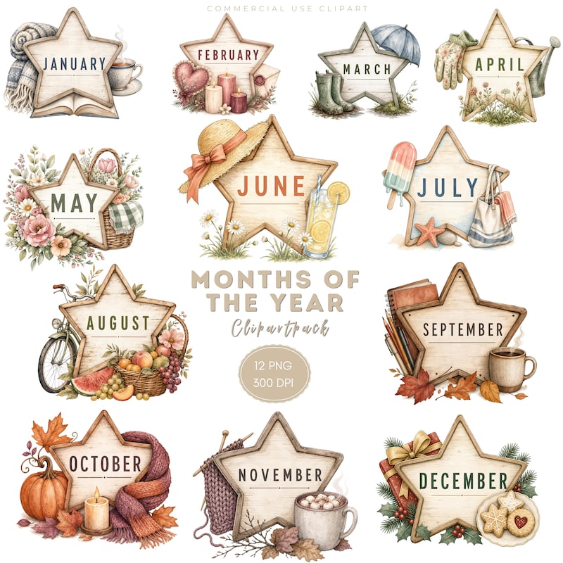 July Calendar Headers - Etsy