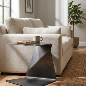 Modern C Table, Matte Black Steel End Table, Sculptural Sofa Furniture (Custom RAL Color)