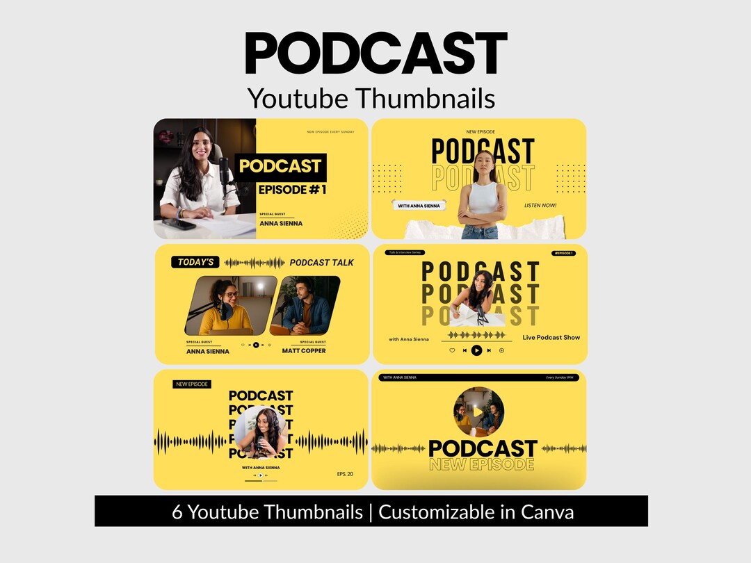 Podcast Youtube Thumbnail Template Canva Bold Youtube Thumbnail Podcast ...