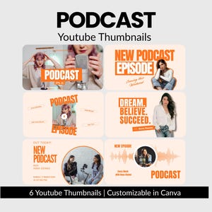 Plantillas de miniaturas de podcasts de YouTube (editables en Canva)