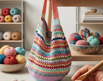 Crochet Beach Bag Pattern | Summer Tote Bag PDF | Easy Handmade Market Bag