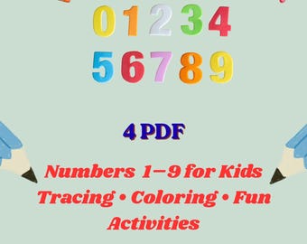 Numbers 1–9 Worksheets for Kids | Tracing, Coloring & Activities | Preschool  |  Kindergarten Printable Learning Pack