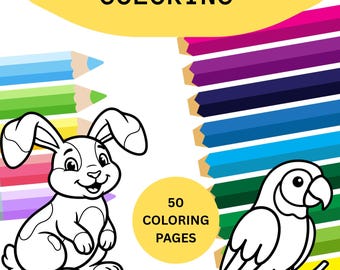 Spring Coloring Pages, Easter Activities, Spring Crafts, Adult Coloring Pages, Simple Easy Coloring Pages, digital download,Animal Coloring