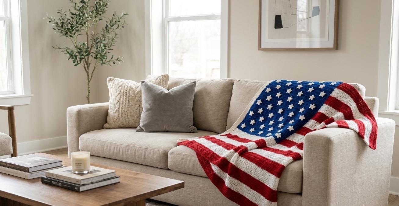 30 American Flag Crochet Patterns to Show Your Patriotic Style 4 American Flag Wall Art Crochet Pattern
