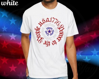 Patriotic Circular Script Freedom Tee | USA 1776 Star T-Shirt