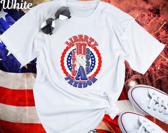 Liberty Freedom 1776-USA-2026 Emblem Graphic T-Shirt | Patriotic America Design