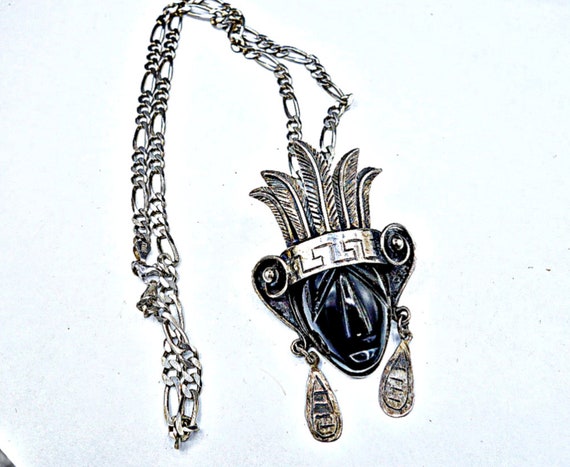 Aztec Warrior Pendant/Pin, Handmade Mexico Large Ster… - Gem