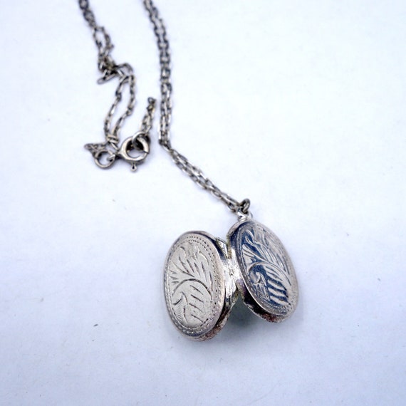 Petite Sterling Silver Locket, Vintage Silver Oval