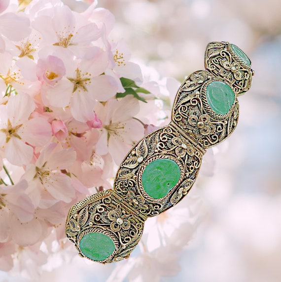 Antique Chinese Jade Bracelet, Chinese Export Jad… - image 3