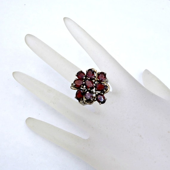 Vintage Garnet Ring, Sterling Silver Garnet Statem