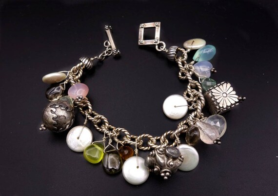 Sterling silver Charm Bracelet Handmade,  Coin Pe… - image 5